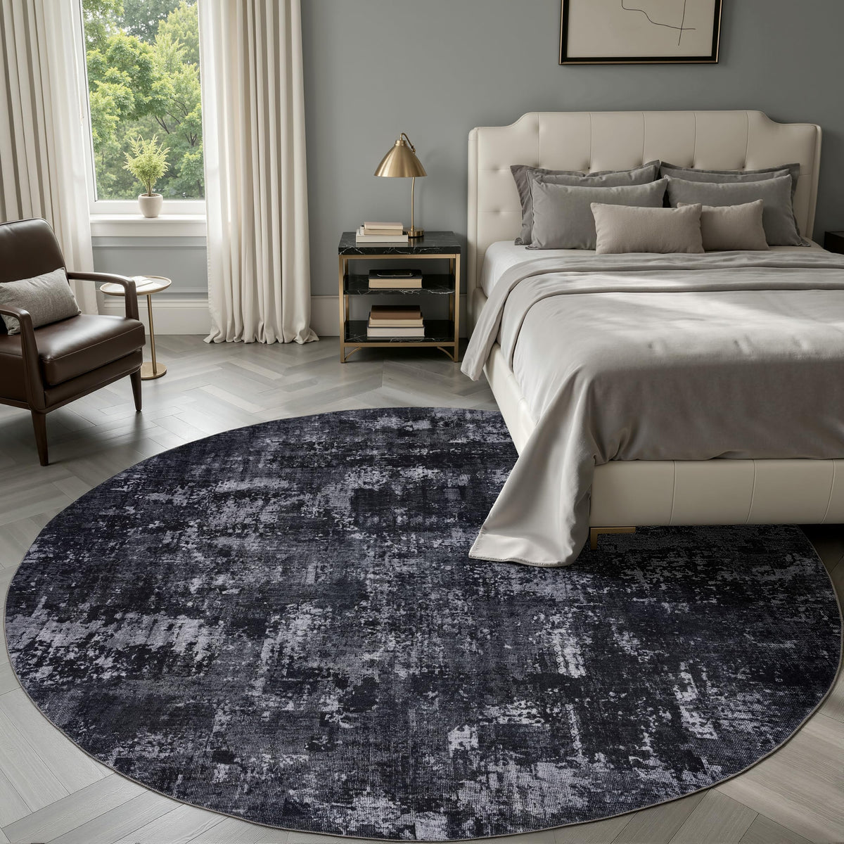 Sasttie 8x10 Washable Area Rug, Modern Abstract Large Carpet, Black & White