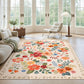 JOLLYVOGUE Floral Area Rug 5x7, Washable Rug for Living Room, Light Blue