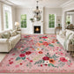 JOLLYVOGUE Floral Area Rug 5x7, Washable Rug for Living Room, Light Blue