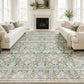 JOLLYVOGUE 6x9 Area Rug, Floral Washable Rug for Living Room, Beige/Blue