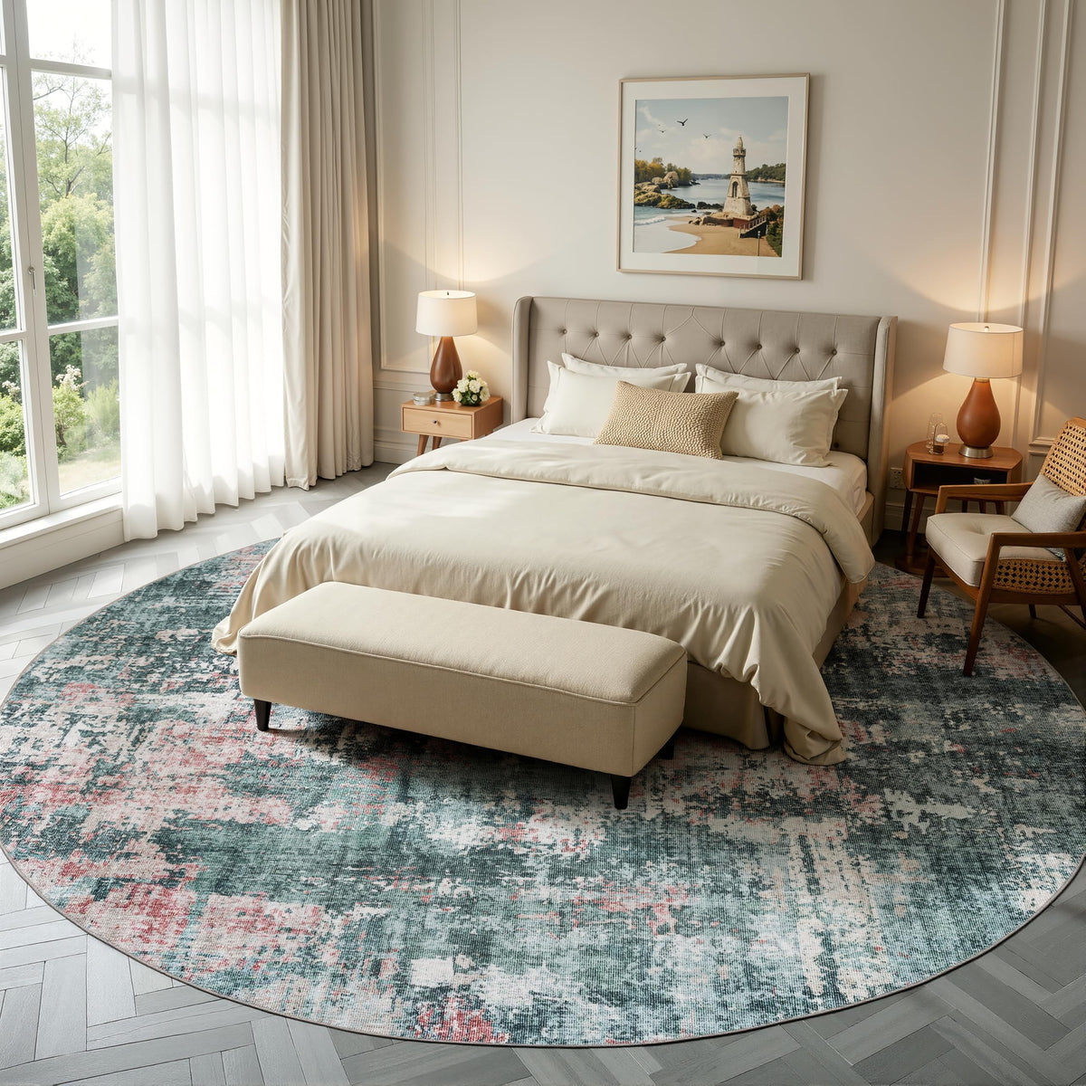 Sasttie 8x10 Washable Area Rug, Modern Abstract Large Carpet, Black & White