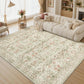 JOLLYVOGUE 6x9 Area Rug, Floral Washable Rug for Living Room, Beige/Blue