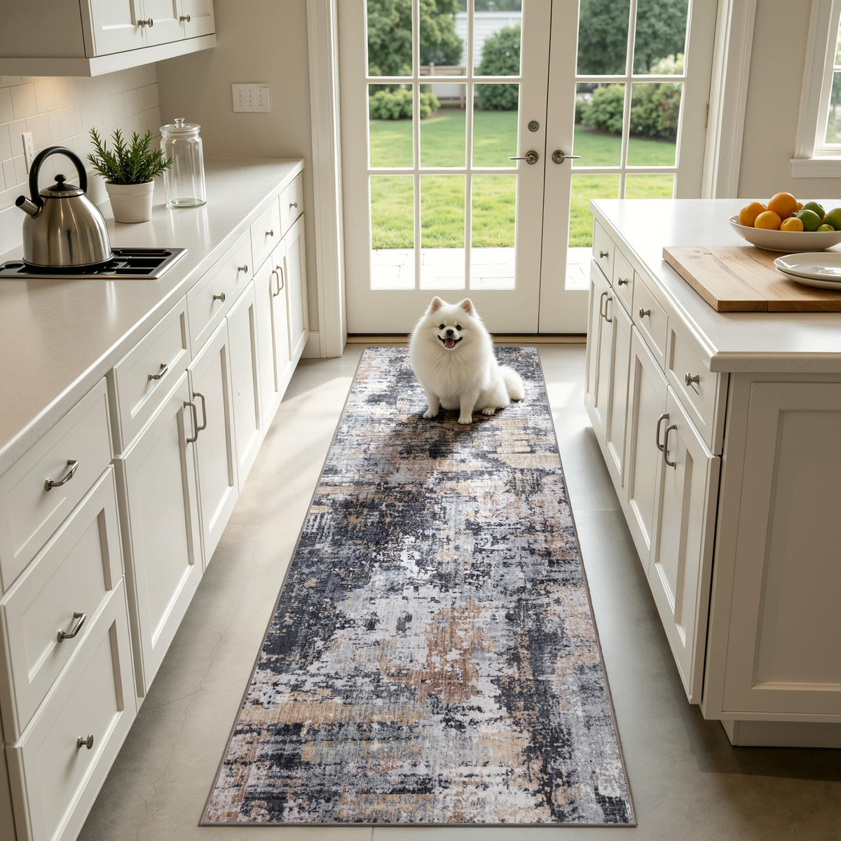 Sasttie 8x10 Washable Area Rug, Modern Abstract Large Carpet, Black & White