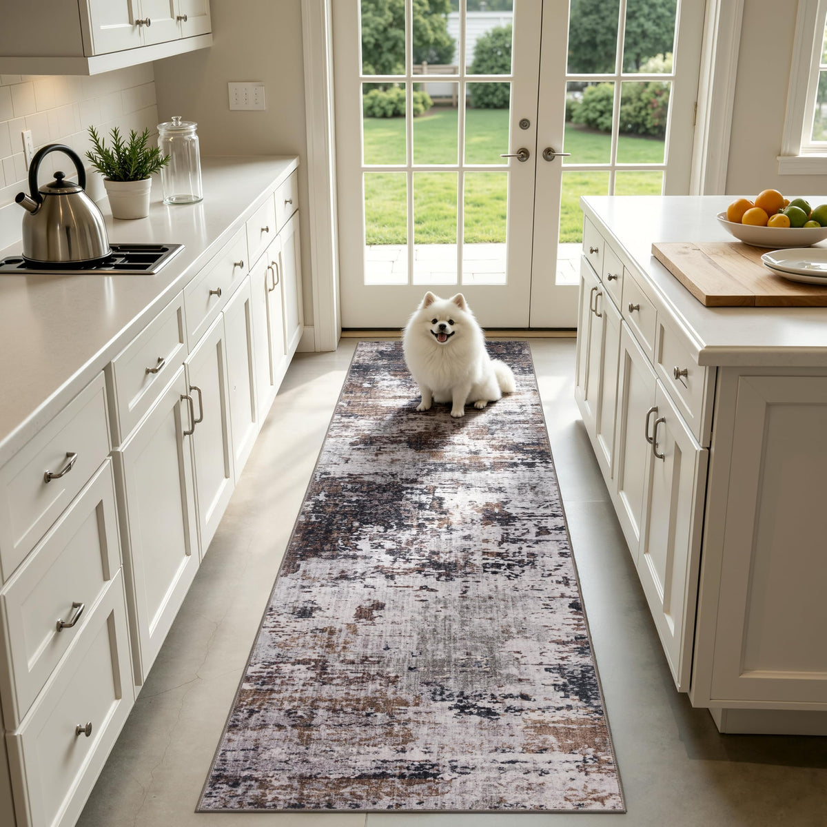 Sasttie 8x10 Washable Area Rug, Modern Abstract Large Carpet, Black & White