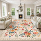 JOLLYVOGUE Floral Area Rug 5x7, Washable Rug for Living Room, Light Blue