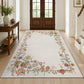 JOLLYVOGUE 4x6 Area Rug, Washable Rug Floral Border, Off-White