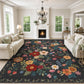 JOLLYVOGUE Floral Area Rug 5x7, Washable Rug for Living Room, Light Blue