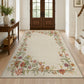 JOLLYVOGUE 4x6 Area Rug, Washable Rug Floral Border, Off-White