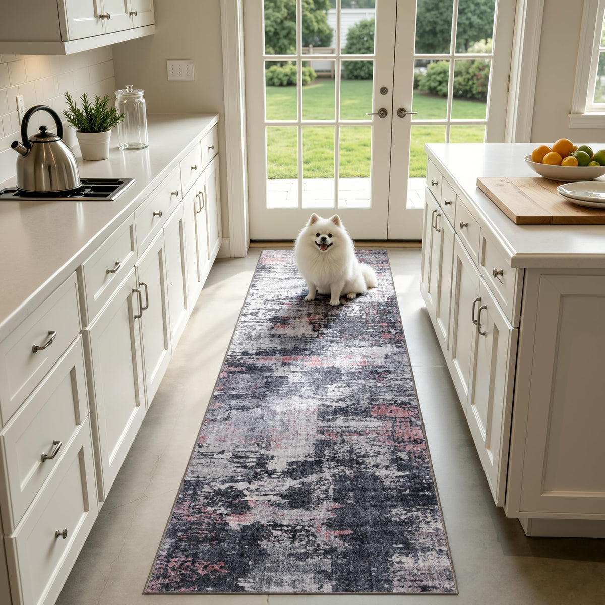 Sasttie 8x10 Washable Area Rug, Modern Abstract Large Carpet, Black & White