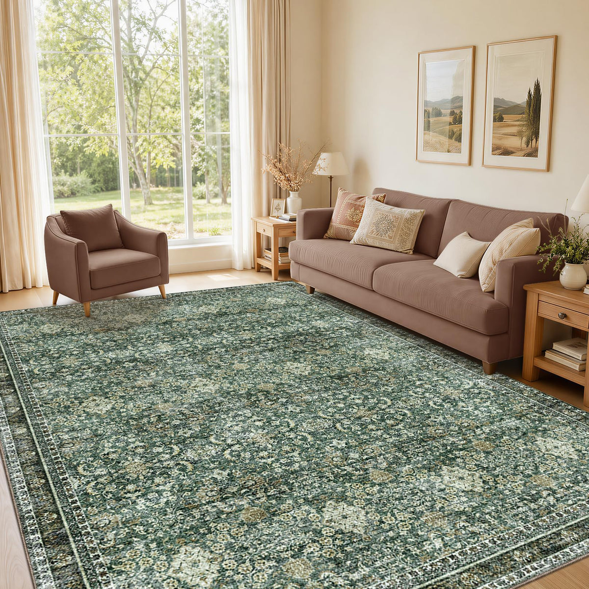 Sasttie 8x10 Area Rugs, Ultra-Soft Washable Rug for Living Room, Beige