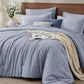 JOLLYVOGUE Queen Comforter Set, Cationic Dyeing Bed in a Bag 7 Pieces, Double-Tone Bedding Set with Down Alternative Comforter, Sheets, Pillowcases & Shams, Dark Grey