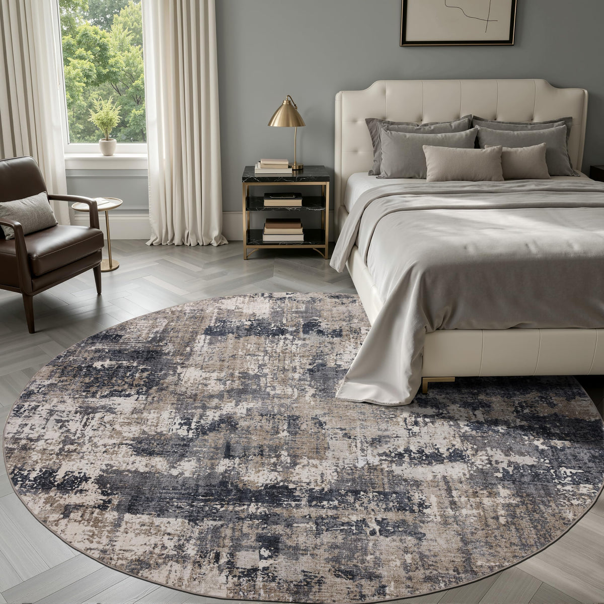 Sasttie 8x10 Washable Area Rug, Modern Abstract Large Carpet, Black & White