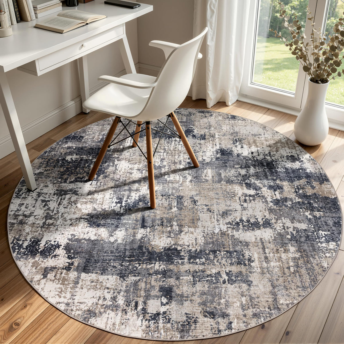 Sasttie 8x10 Washable Area Rug, Modern Abstract Large Carpet, Black & White