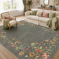 JOLLYVOGUE 4x6 Area Rug, Washable Rug Floral Border, Off-White