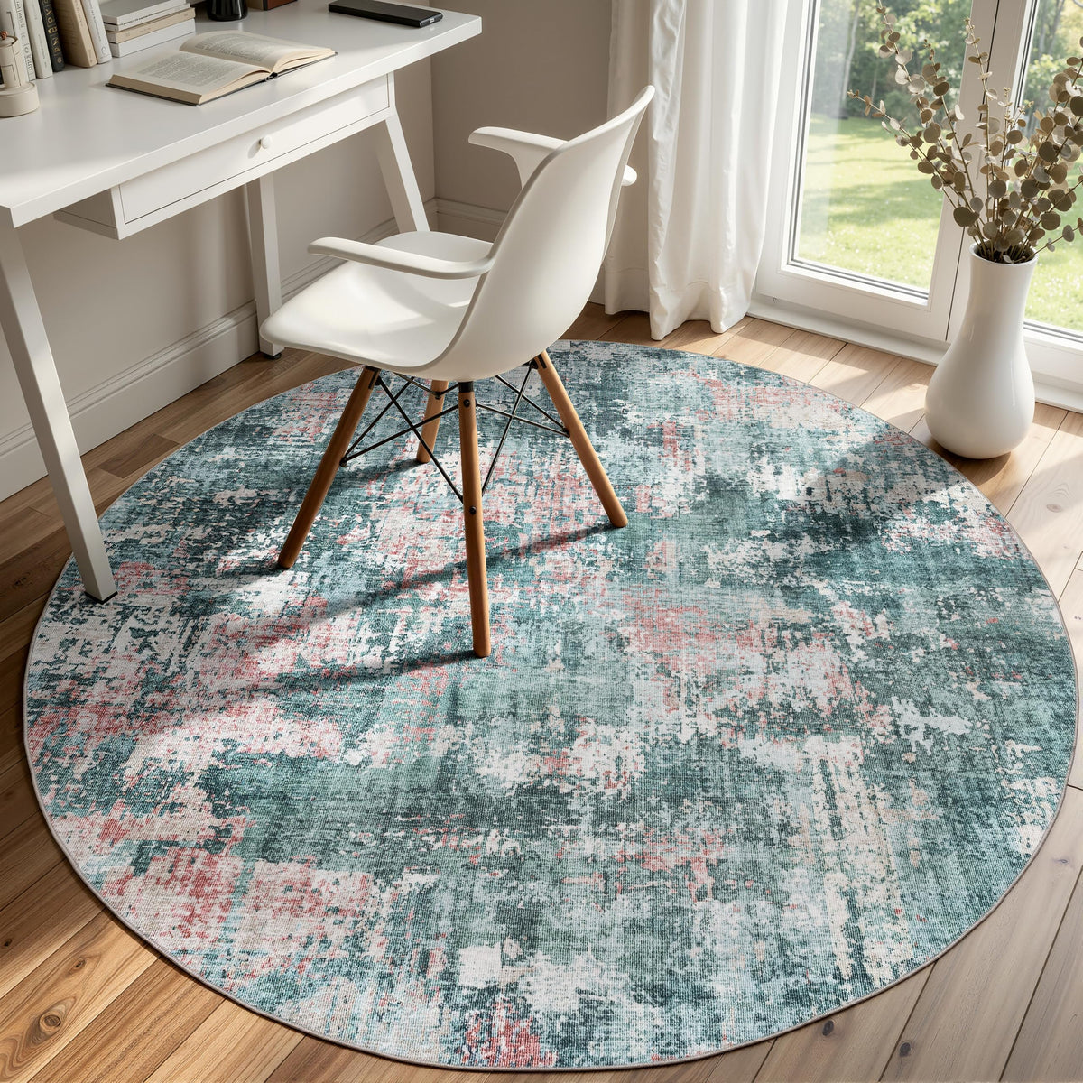 Sasttie 8x10 Washable Area Rug, Modern Abstract Large Carpet, Black & White