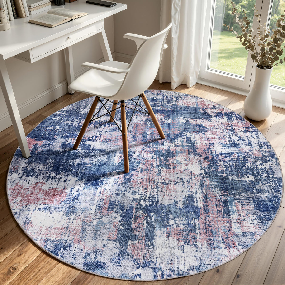 Sasttie 8x10 Washable Area Rug, Modern Abstract Large Carpet, Black & White