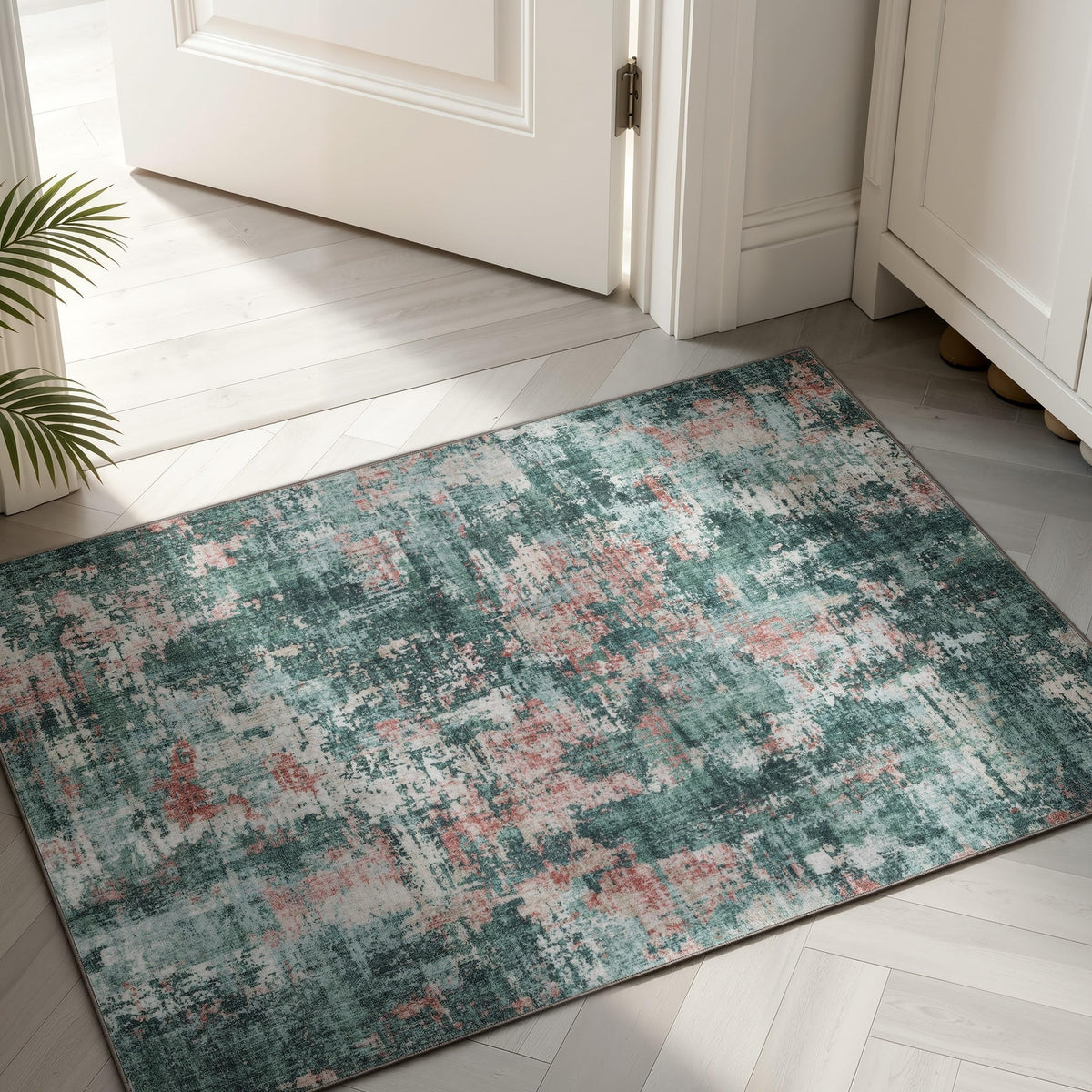 Sasttie 8x10 Washable Area Rug, Modern Abstract Large Carpet, Black & White