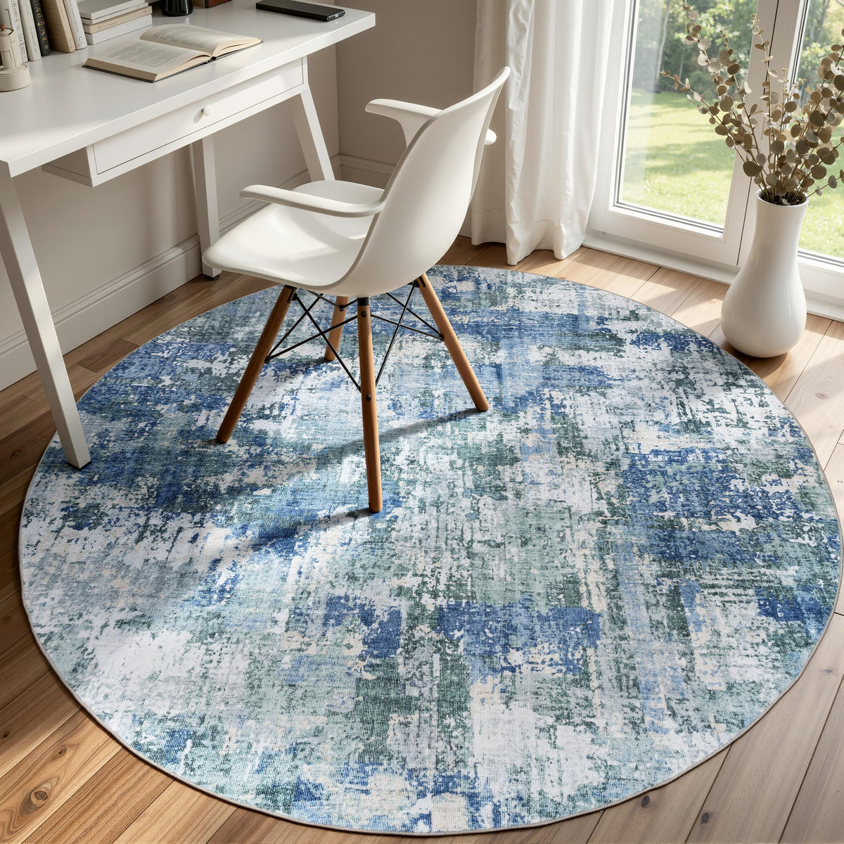 Sasttie 8x10 Washable Area Rug, Modern Abstract Large Carpet, Black & White