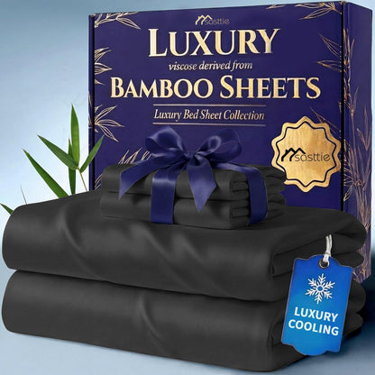 3/4pcs Extra Deep Pocket Sheets Bamboo Bed Sheet Set - kids & Pillowcase Set,Comfy Breathable Cooling Hotel Luxury Bedding for Women, Men and kids- Pockets, Ultra-Soft, Wrinkle Free
