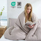 JOLLYVOGUE Queen Size Light Brown Vertical Striped Duvet Cover Set, 3 Pieces Soft Microfiber Bedding with Zipper Closure & 8 Corner Tie