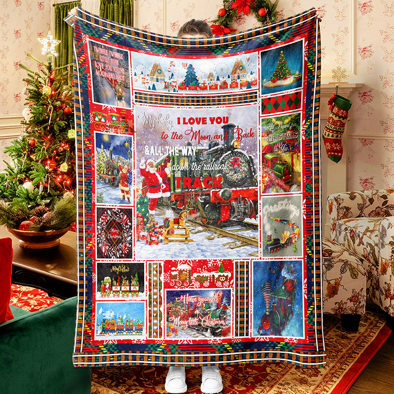 Christmas Santa Wishes Merry Christmas Throw Blanket Fleece Sherpa Blanket