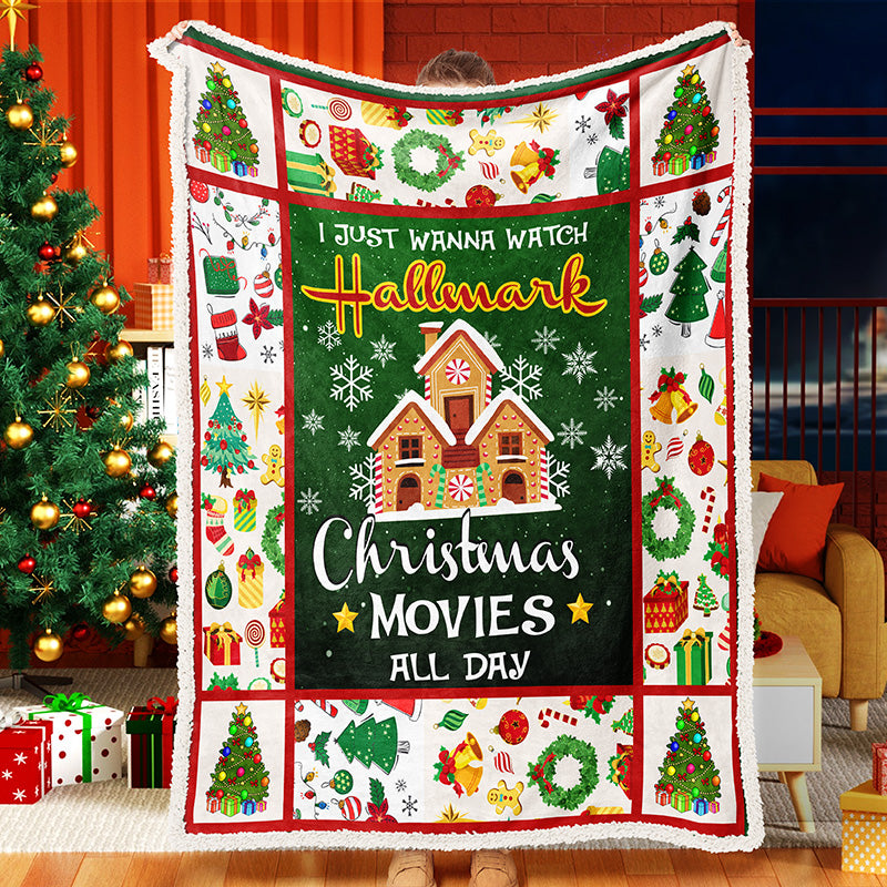 Sweet Home Christmas Movie Watching Hallmark Blanket Sherpa Fleece Blanket