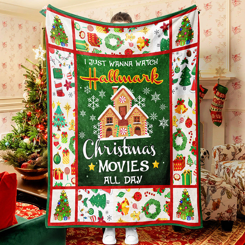 Sweet Home Christmas Movie Watching Hallmark Blanket Sherpa Fleece Blanket