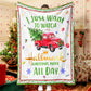 Red Truck Christmas Tree Christmas Blanket Sherpa Fleece Blanket