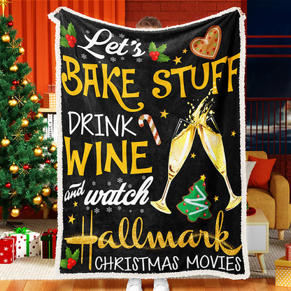 Celebrate Christmas Golden Champagne Hallmark Christmas Blanket Sherpa Fleece Blanket
