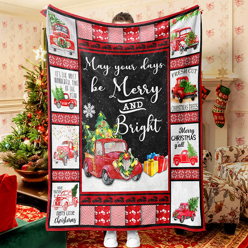 Red Truck Christmas Tree Christmas Christmas Blanket Sherpa Fleece Blanket