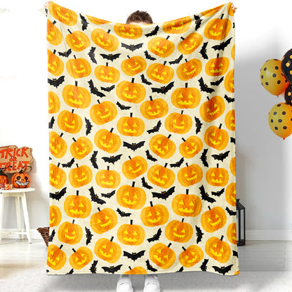 Jollyvogue Halloween Pumpkin Bat Collage Cartoon Halloween Blanket 2022 Soft Sherpa And Fleece Blanket