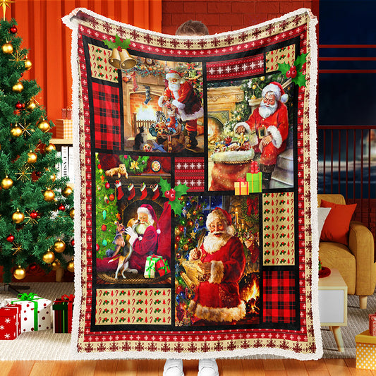 Santa Christmas Blanket Sherpa Fleece Blanket