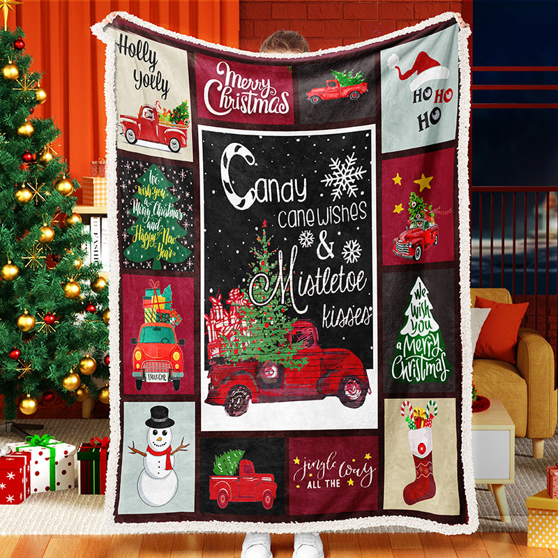Silver White Christmas Tree 2022 Christmas Blanket Sherpa Fleece Blanket