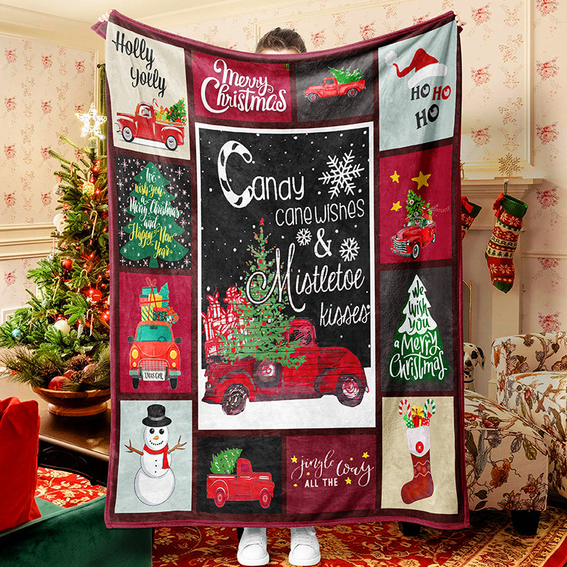 Silver White Christmas Tree 2022 Christmas Blanket Sherpa Fleece Blanket