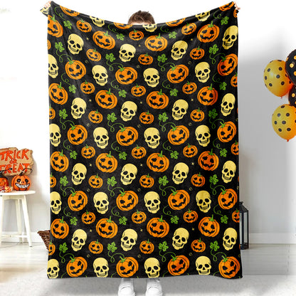 Jollyvogue Halloween Pumpkin Skull Halloween Blanket 2022 Soft Sherpa And Fleece Blanket