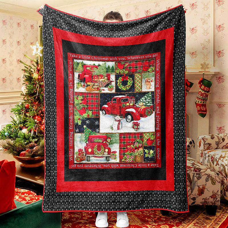 Red Truck Christmas Tree Wreath Gift To Celebrate Christmas Sherpa Fleece Blanket Snowman Quilt