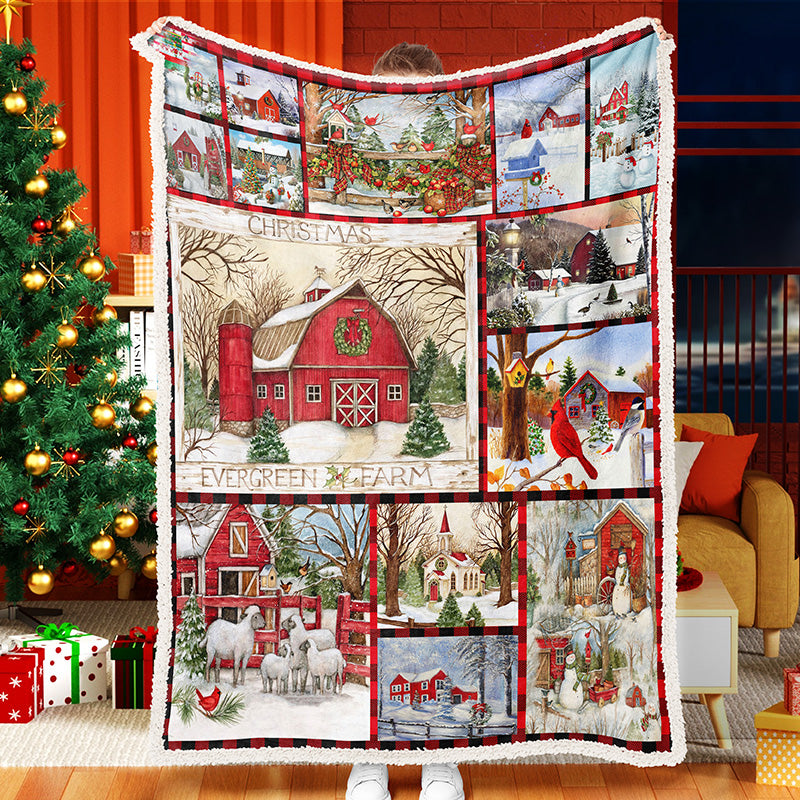 Warm Home Christmas Blanket Sherpa Fleece Blanket