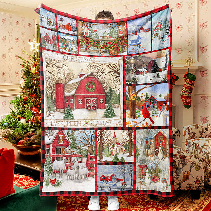 Warm Home Christmas Blanket Sherpa Fleece Blanket