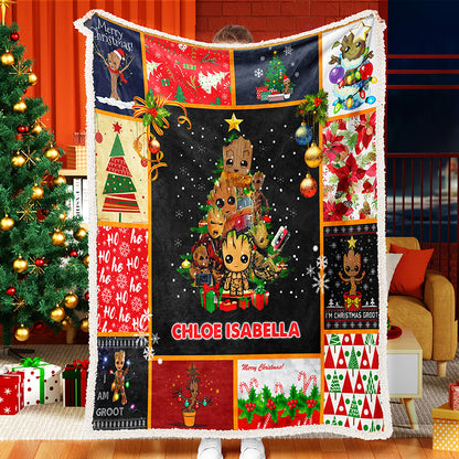 Cartoon Tree Man Christmas Blanket Sherpa Fleece Blanket