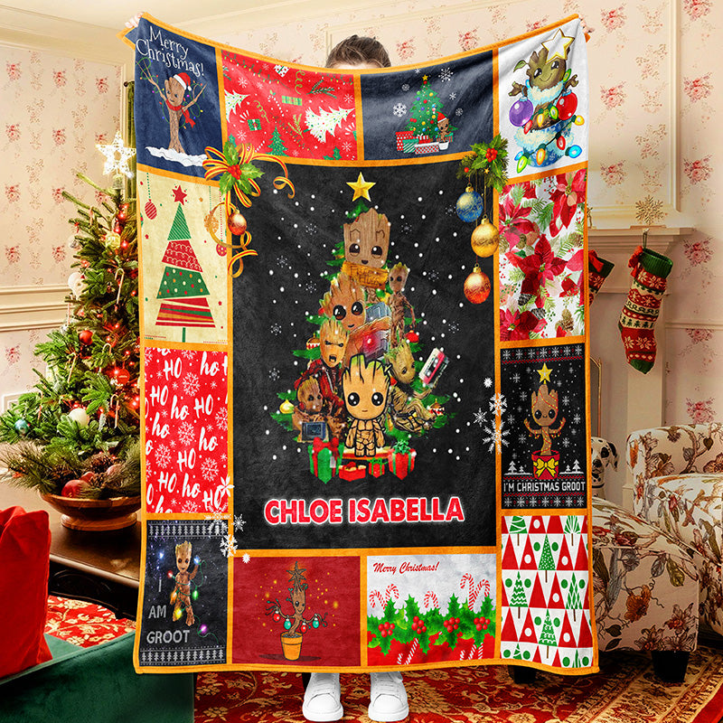 Cartoon Tree Man Christmas Blanket Sherpa Fleece Blanket