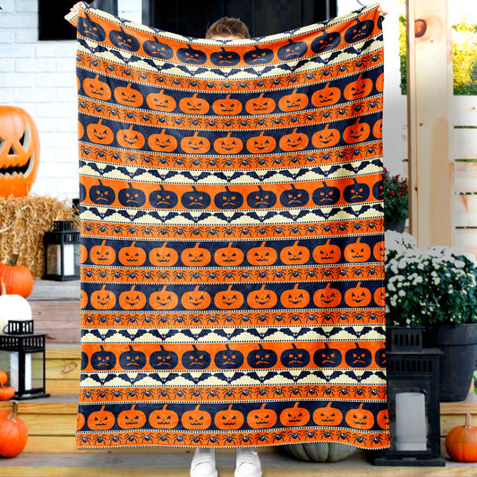 Jollyvogue Halloween Pumpkin Spider Bat Halloween Blanket 2022 Soft Sherpa And Fleece Blanket