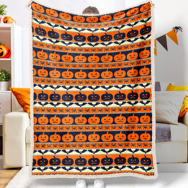 Jollyvogue Halloween Pumpkin Spider Bat Halloween Blanket 2022 Soft Sherpa And Fleece Blanket