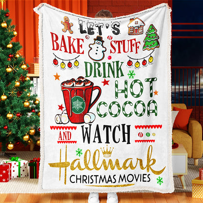 Hot Cocoa Christmas Blanket Sherpa Fleece Blanket Hallmark Blanket