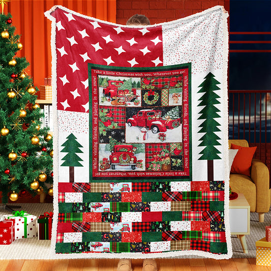 Red Truck Christmas Tree Christmas Design Christmas Blanket Sherpa Fleece Blanket Snowman Quilt