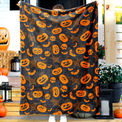 Jollyvogue Halloween Horror Pumpkin Spider Web Halloween Blanket 2022 Soft Sherpa And Fleece Blanket