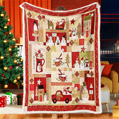 Red Christmas Design Snowman Christmas Blanket Sherpa Fleece Blanket Snowman Quilt