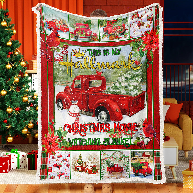 Red Truck And Snowman Christmas Blanket Sherpa Fleece Blanket Snowman Quilt Hallmark Blanket