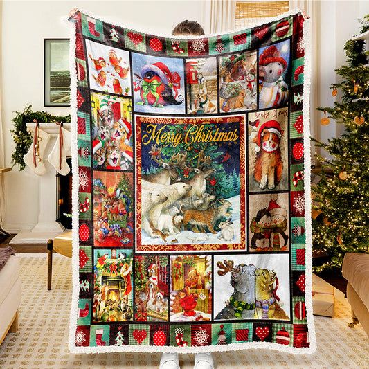 Merry Christmas Cute Animals Blanket