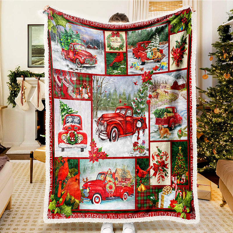 Red Truck & Christmas Tree Blanket