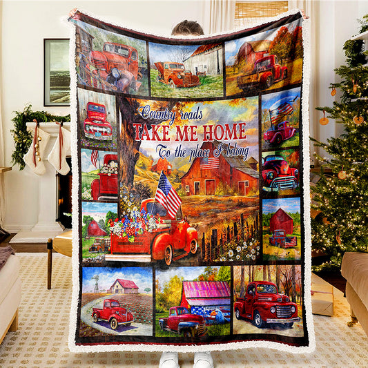 Country Way Red Truck Blanket